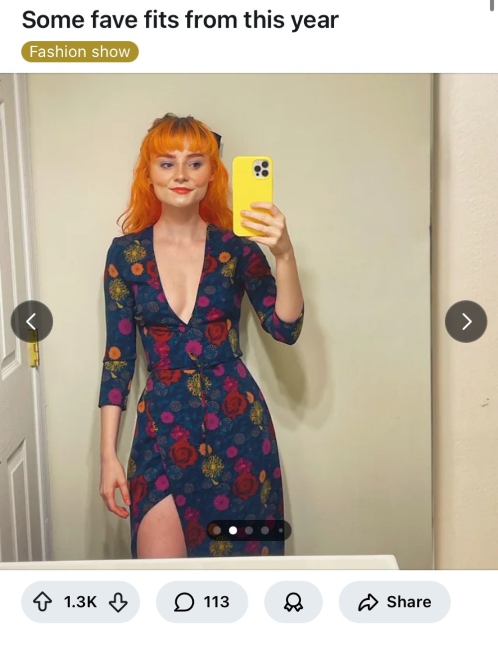 American apparel Floral Print wrap dress with high slit m